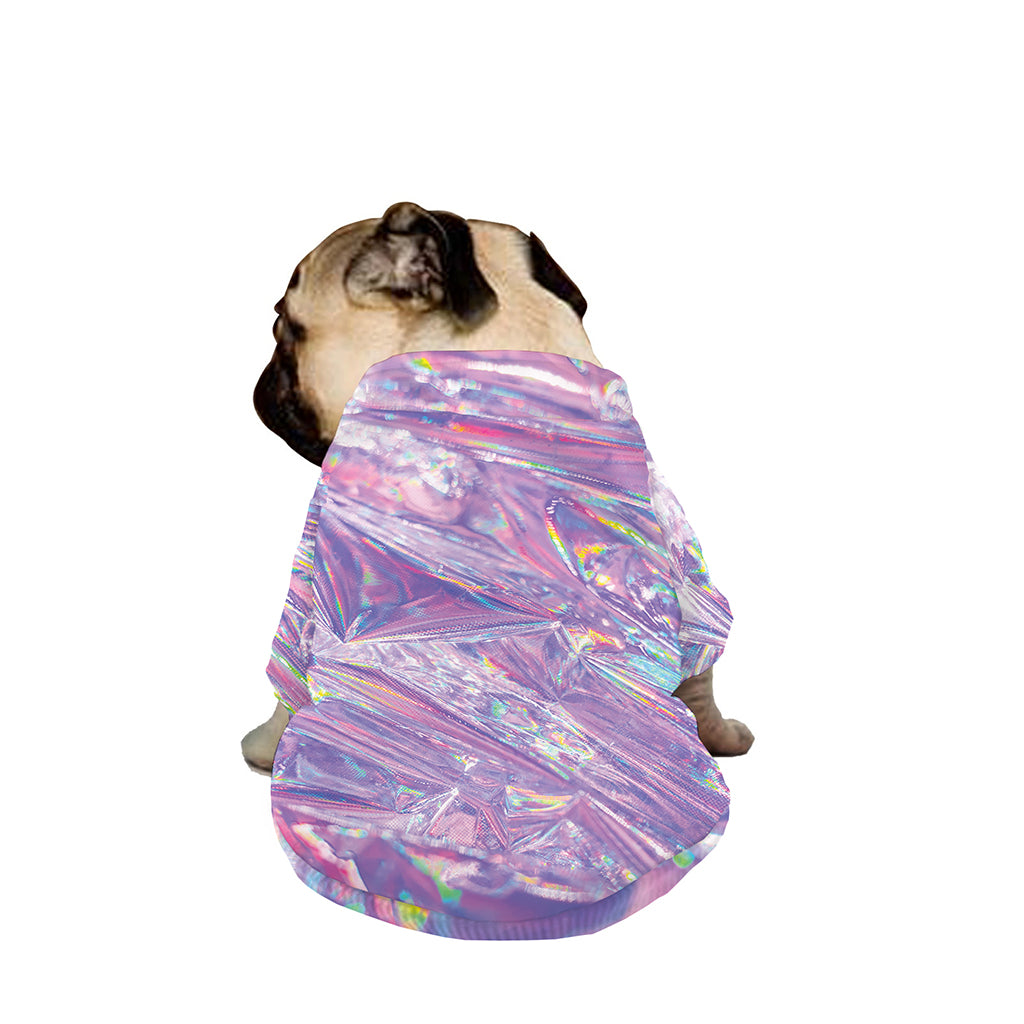Purple Holographic Print Dog Zip Up Jacket
