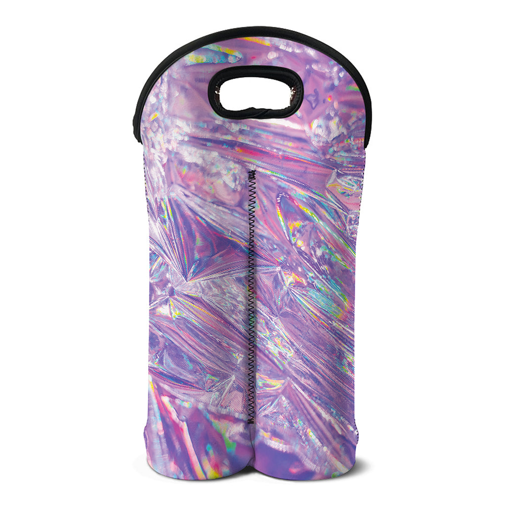 Purple Holographic Print Double Neoprene Wine Tote