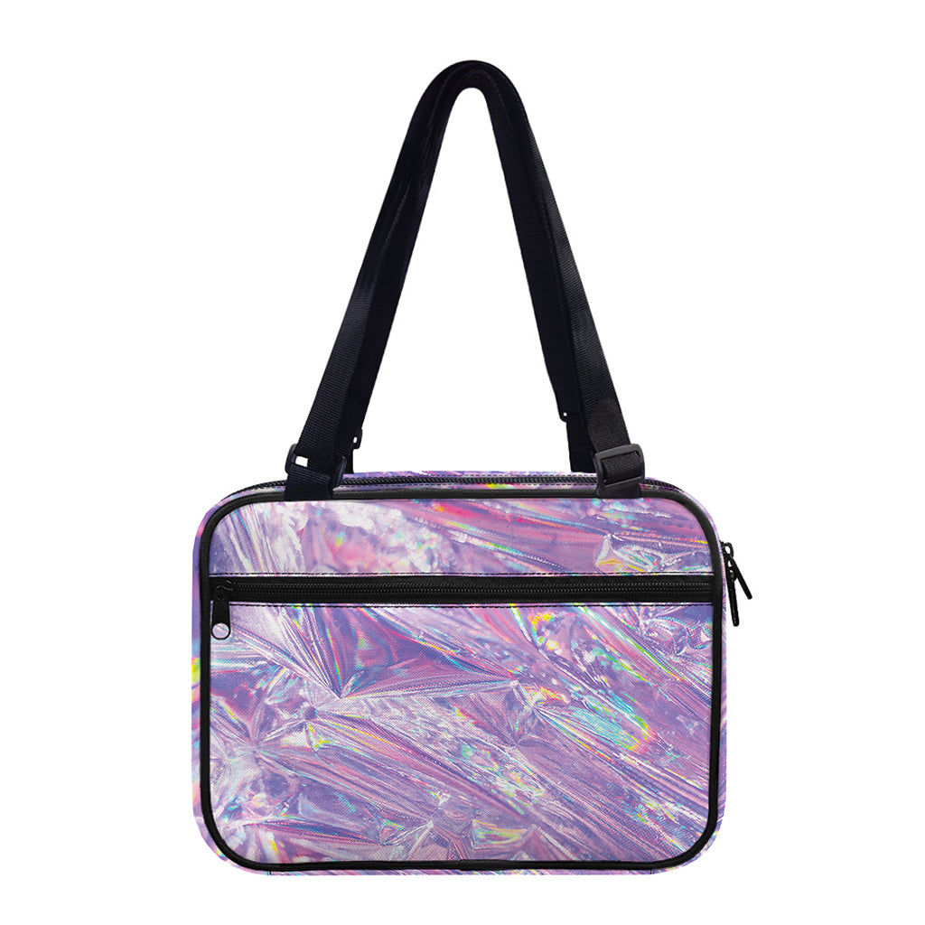 Purple Holographic Print Double Strap Bible Bag