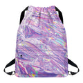 Purple Holographic Print Drawstring Backpack