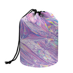 Purple Holographic Print Drawstring Makeup Bag