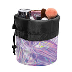 Purple Holographic Print Drawstring Makeup Bag