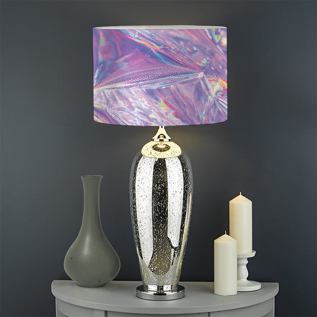 Purple Holographic Print Drum Lamp Shade