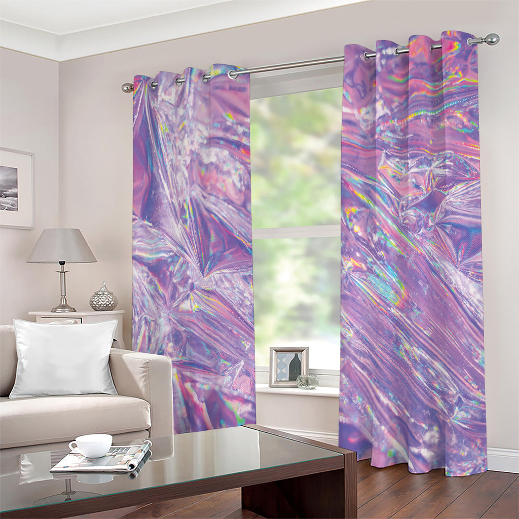 Purple Holographic Print Extra Wide Grommet Curtains