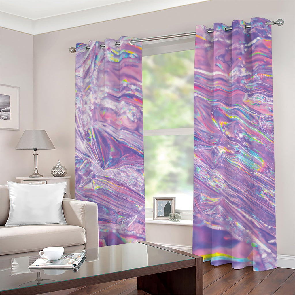 Purple Holographic Print Grommet Curtains