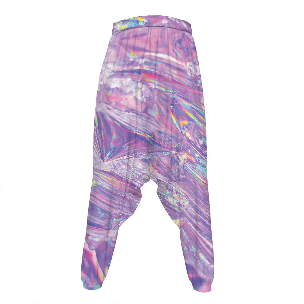 Purple Holographic Print Hammer Pants