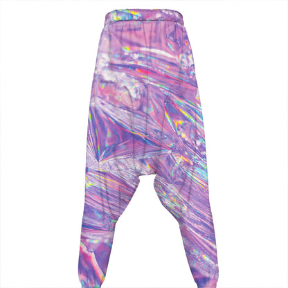 Purple Holographic Print Hammer Pants