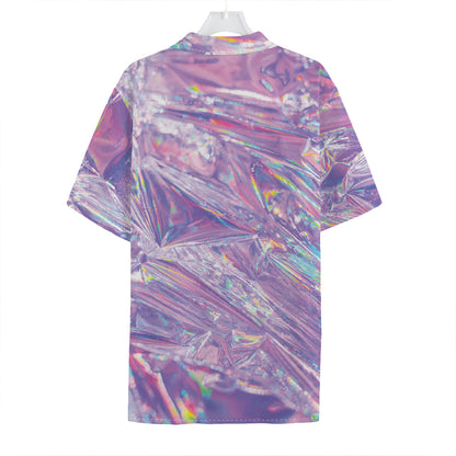 Purple Holographic Print Hawaiian Shirt