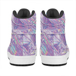 Purple Holographic Print High Top Leather Sneakers
