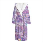 Purple Holographic Print Hooded Bathrobe