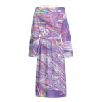 Purple Holographic Print Hooded Bathrobe