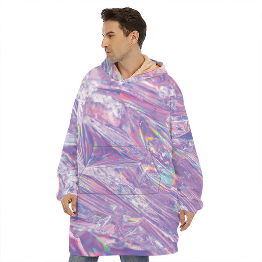 Purple Holographic Print Hoodie Blanket