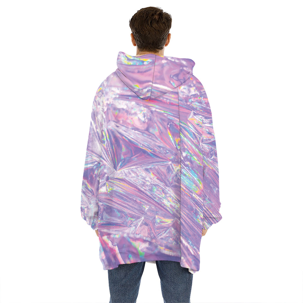 Purple Holographic Print Hoodie Blanket
