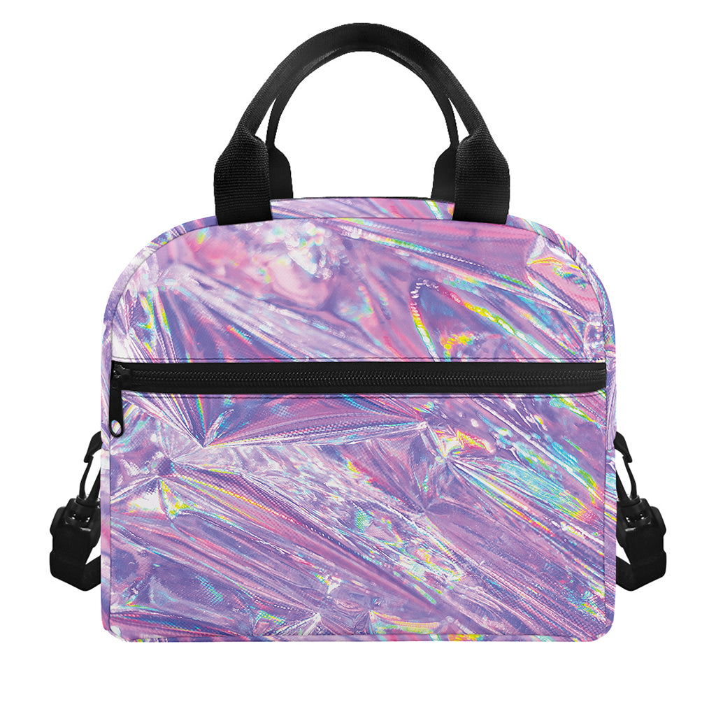 Purple Holographic Print Insulated Lunch Bag