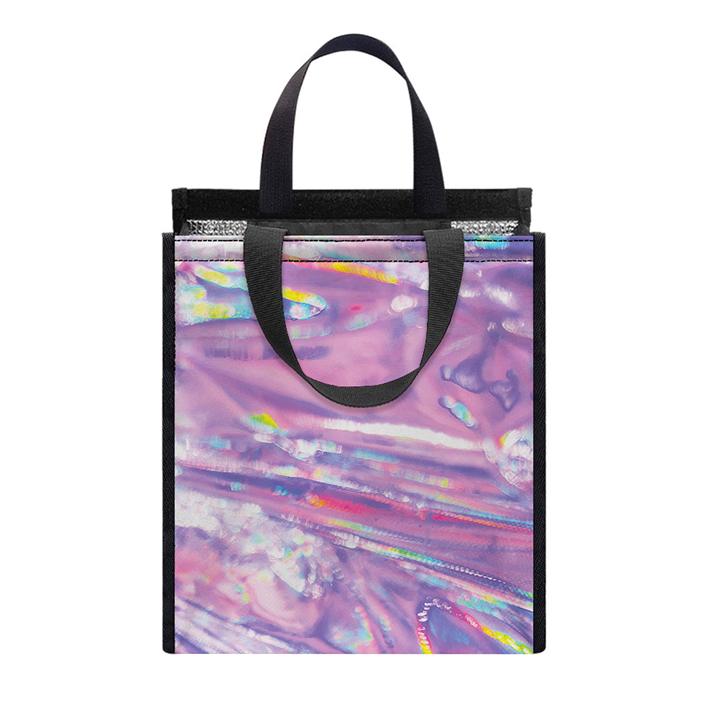 Purple Holographic Print Insulated Lunch Tote