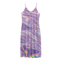 Purple Holographic Print Jersey Midi Cami Dress