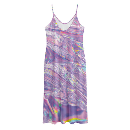 Purple Holographic Print Jersey Midi Cami Dress