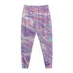 Purple Holographic Print Jogger Pants