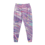 Purple Holographic Print Jogger Pants