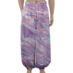 Purple Holographic Print Lantern Pants