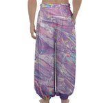 Purple Holographic Print Lantern Pants