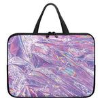 Purple Holographic Print Laptop Sleeve With Handle
