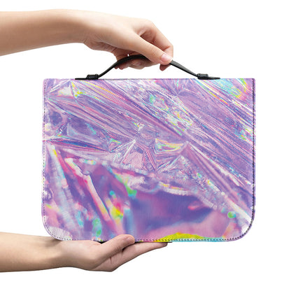 Purple Holographic Print Leather Bible Cover