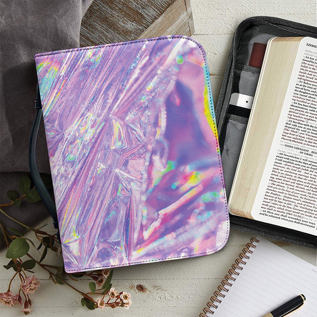Purple Holographic Print Leather Bible Cover