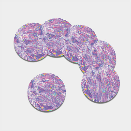 Purple Holographic Print Leather Coaster Set