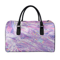 Purple Holographic Print Leather Duffel Bag