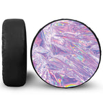 Purple Holographic Print Leather Spare Tire Cover
