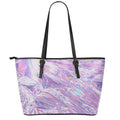 Purple Holographic Print Leather Tote Bag With Zipper
