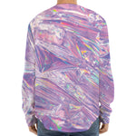 Purple Holographic Print Long Sleeve Baseball Jersey