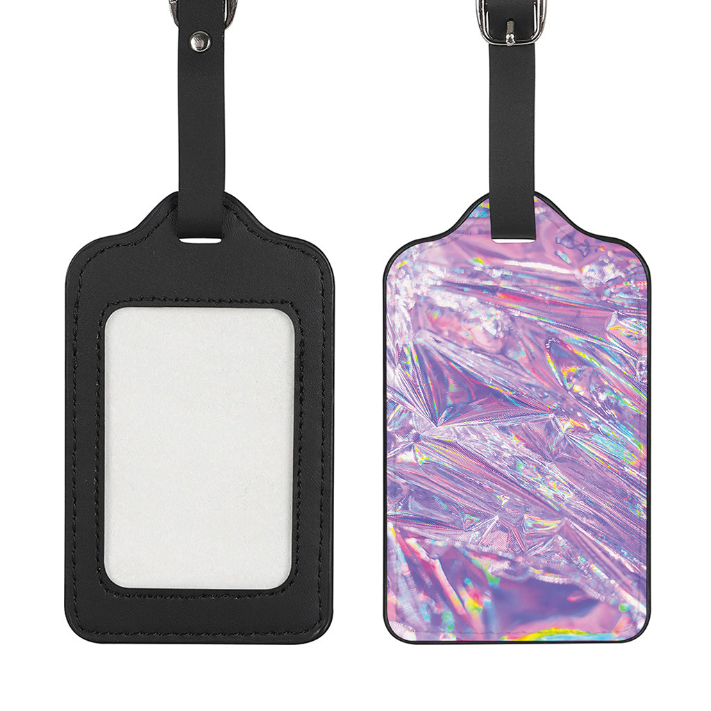Purple Holographic Print Luggage Tag