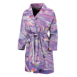 Purple Holographic Print Men's Bathrobe