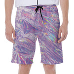 Purple Holographic Print Men's Beach Shorts