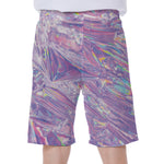 Purple Holographic Print Men's Beach Shorts