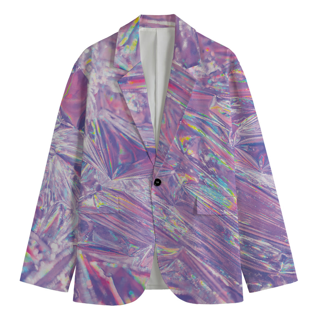 Purple Holographic Print Men's Blazer