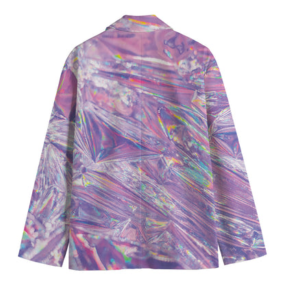 Purple Holographic Print Men's Blazer