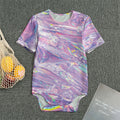Purple Holographic Print Men's Bodysuit