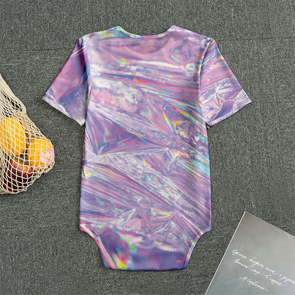 Purple Holographic Print Men's Bodysuit