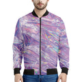 Purple Holographic Print Men's Bomber Jacket