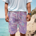 Purple Holographic Print Men's Cargo Shorts
