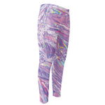 Purple Holographic Print Men's Compression Pants