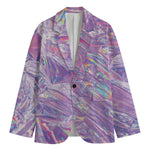 Purple Holographic Print Men's Cotton Blazer