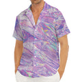 Purple Holographic Print Men's Deep V-Neck Shirt