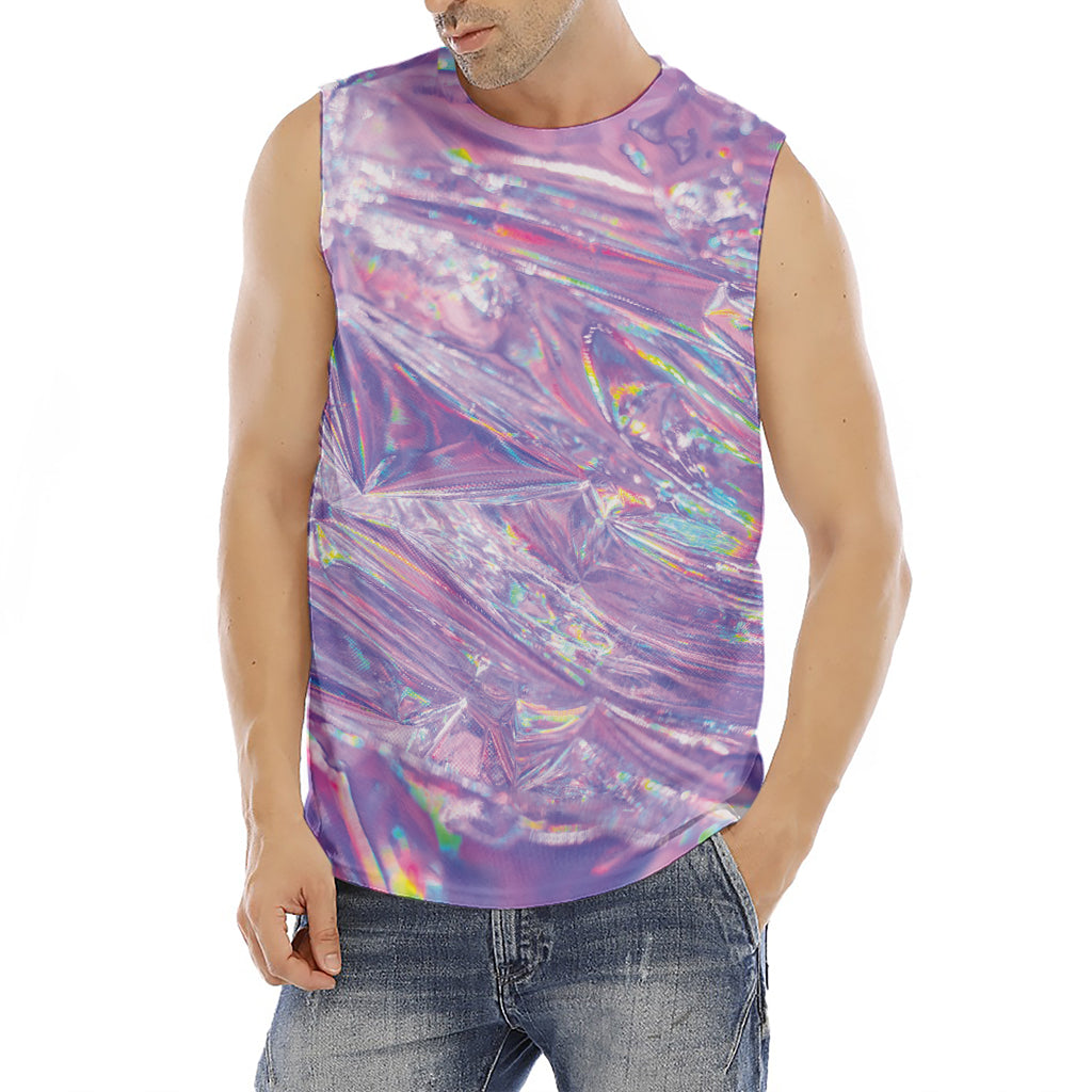 Purple Holographic Print Men's Fitness Tank Top