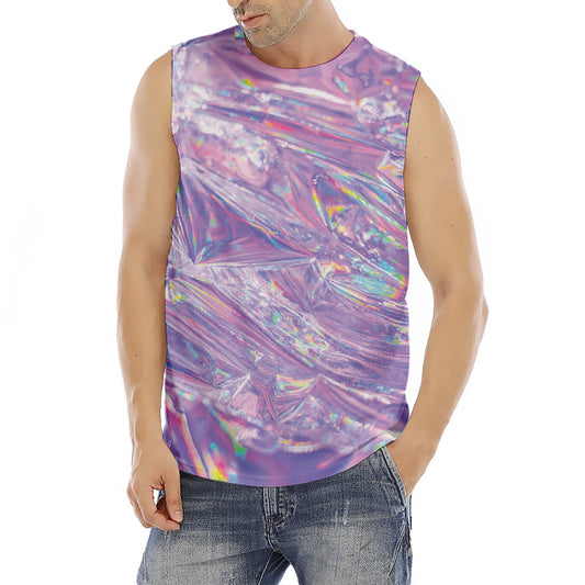 Purple Holographic Print Men's Fitness Tank Top
