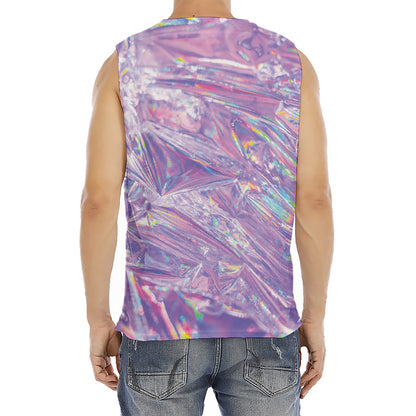 Purple Holographic Print Men's Fitness Tank Top
