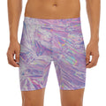 Purple Holographic Print Men's Long Boxer Briefs